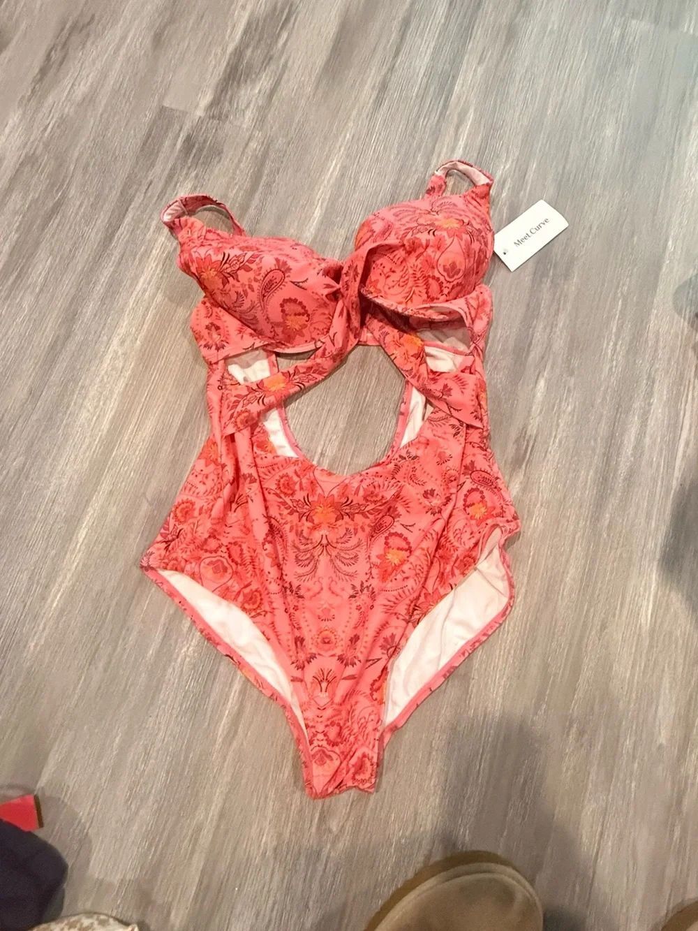 Coral Cutout One-Piece Swimsuit